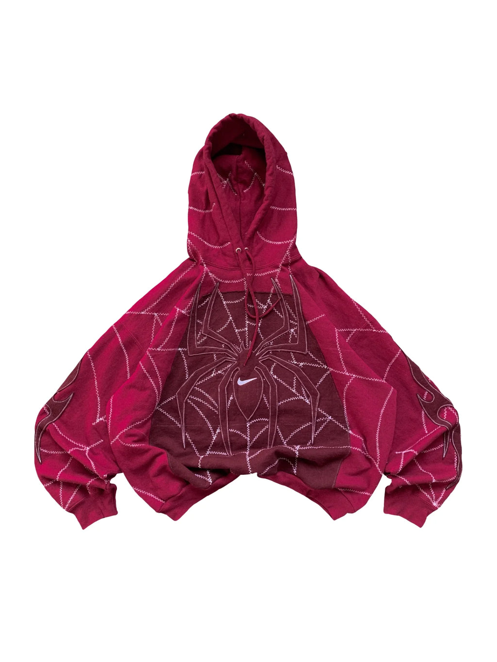 Spider Stitch Oversized Hoodie Crimson - Front view