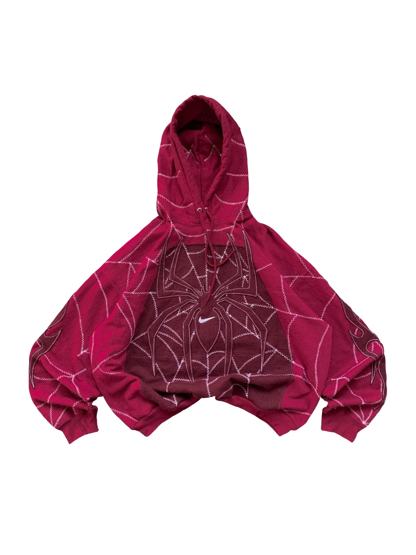 Spider Stitch Oversized Hoodie Crimson - Front view