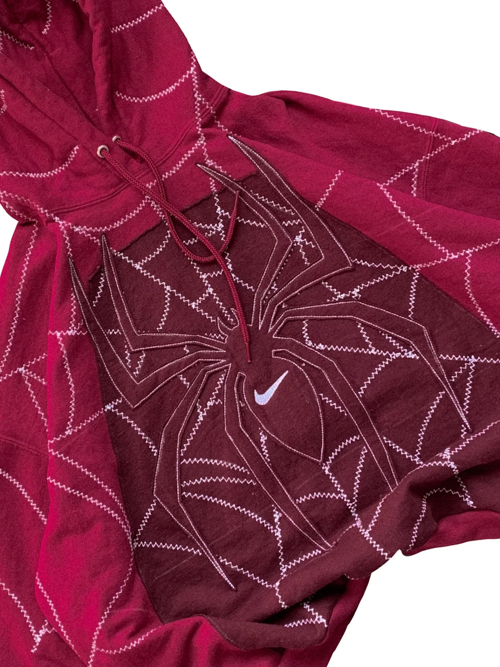 Spider Stitch Oversized Hoodie Crimson - Product detail
